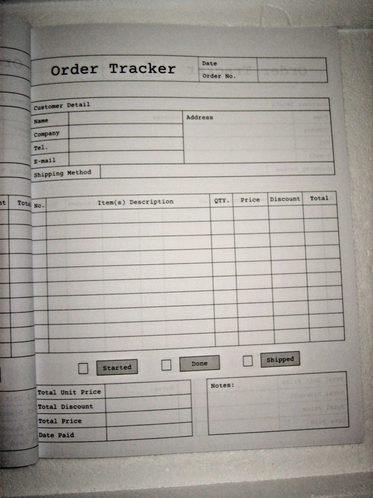 Small Business Order Book 100+ Order Tracker Pages 8 1/2in x 11in Unused