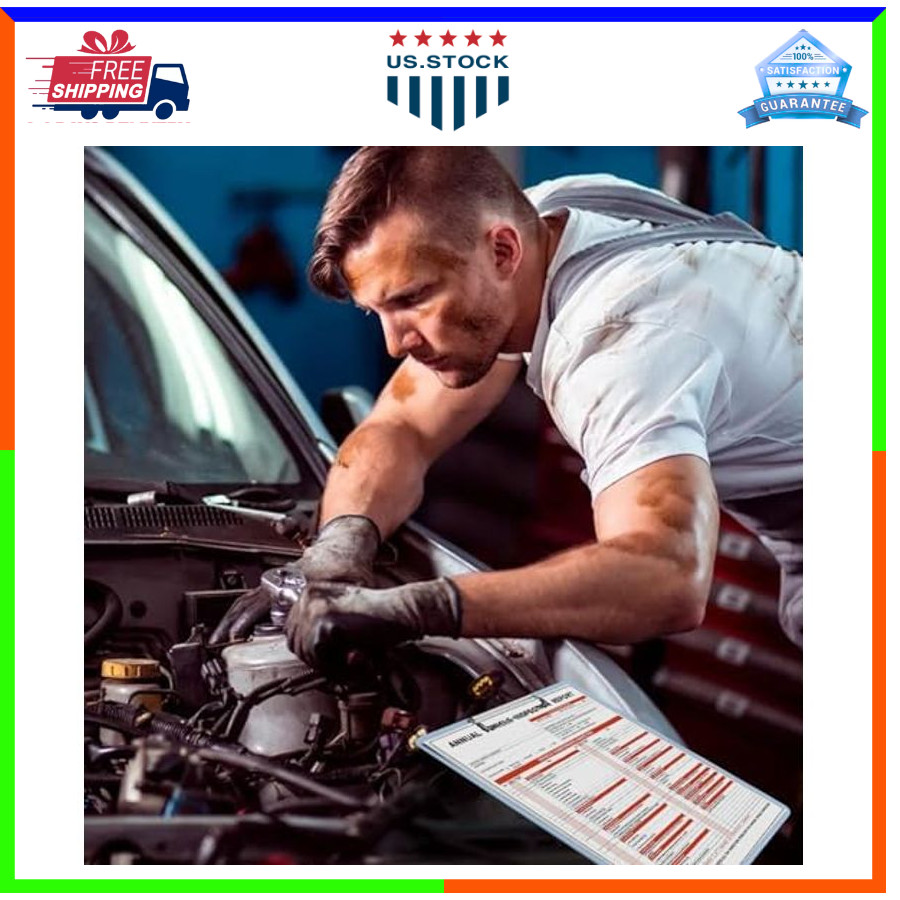 25 Pack Annual Vehicle Inspection Forms & Vinyl Labels 3 Layer Report Set