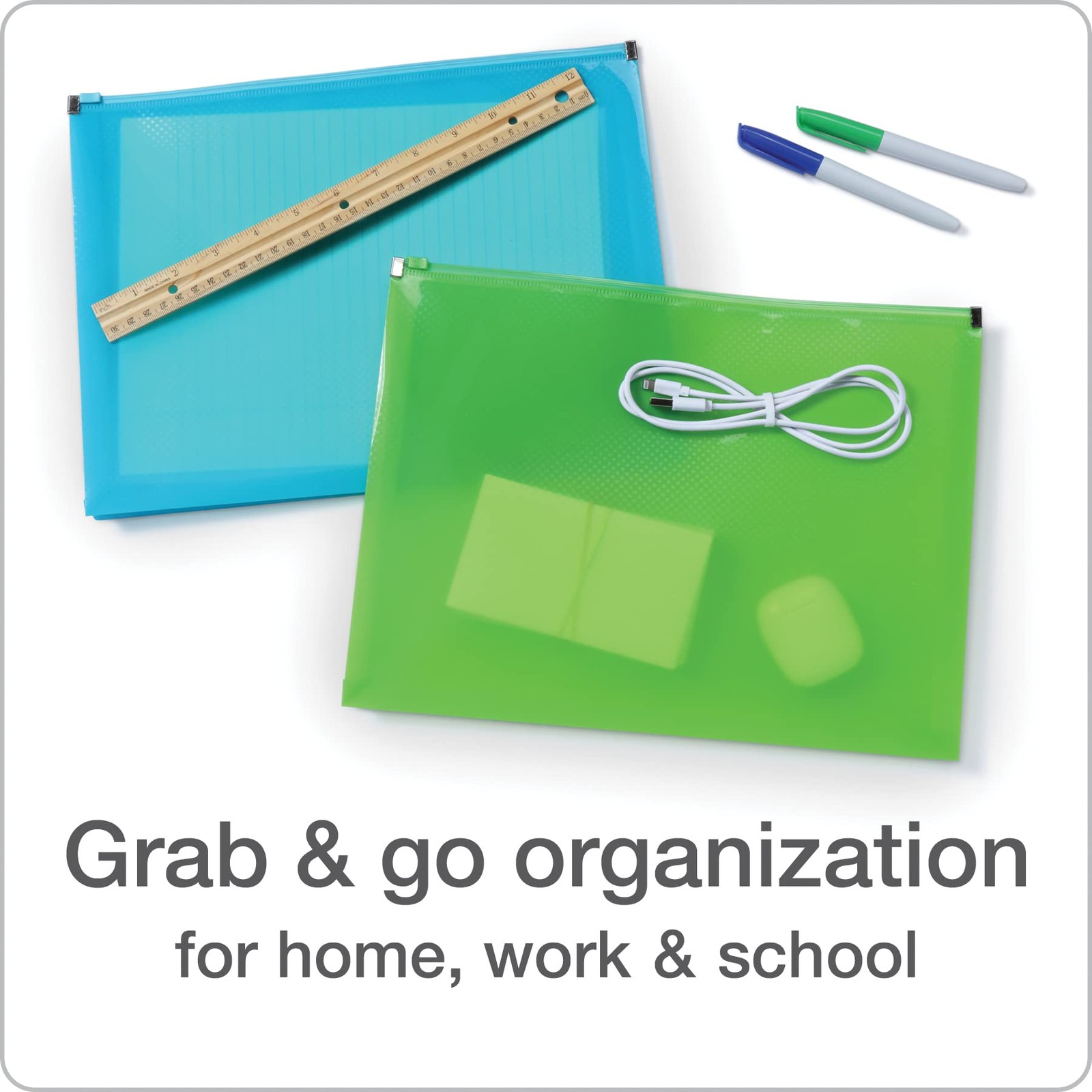 Oxford Plastic Zip Envelopes, Expanding Poly Zipper File for A4 or Assorted