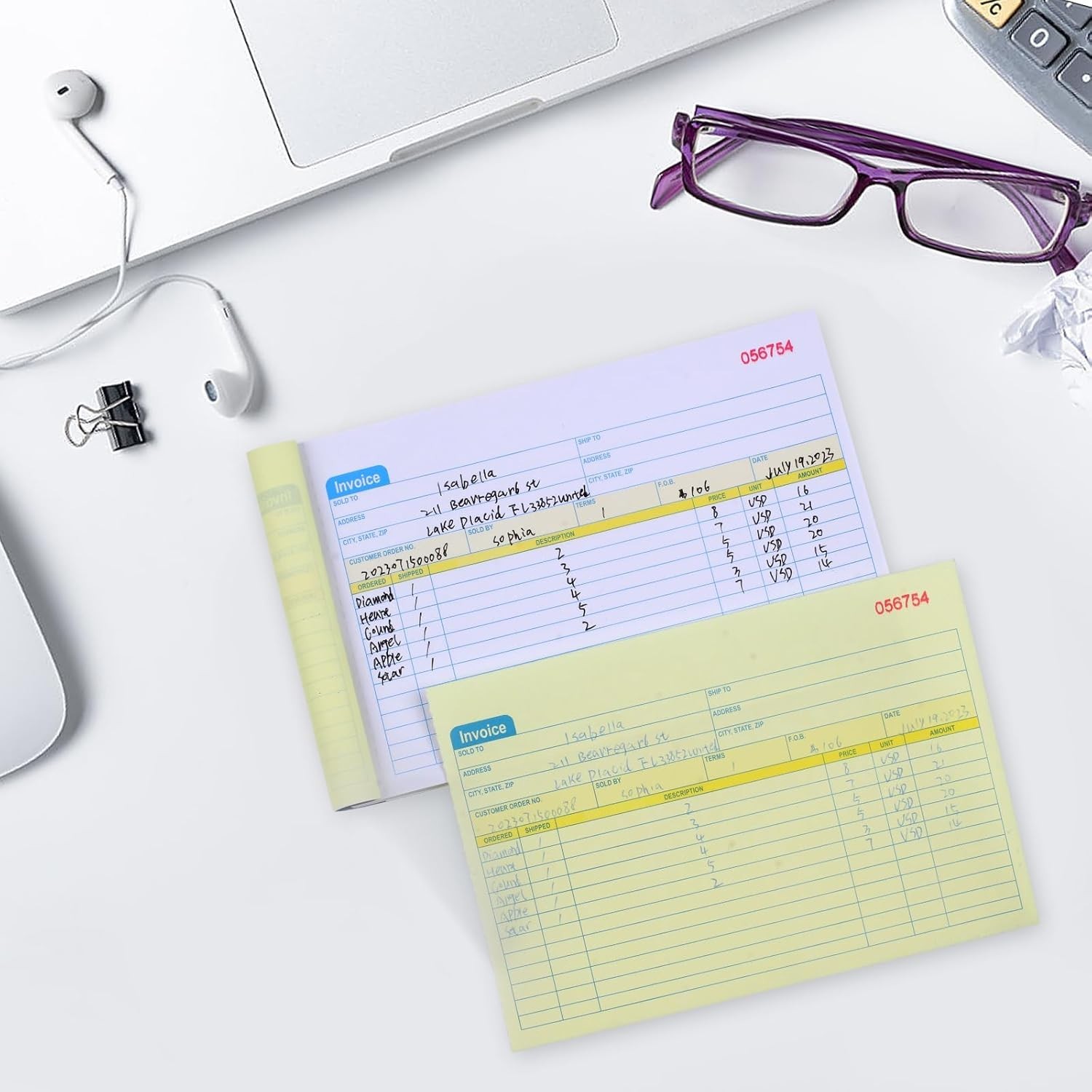 Professional 2-Part Carbonless Receipt Book | 50 Sets x 4 Packs | Small Business