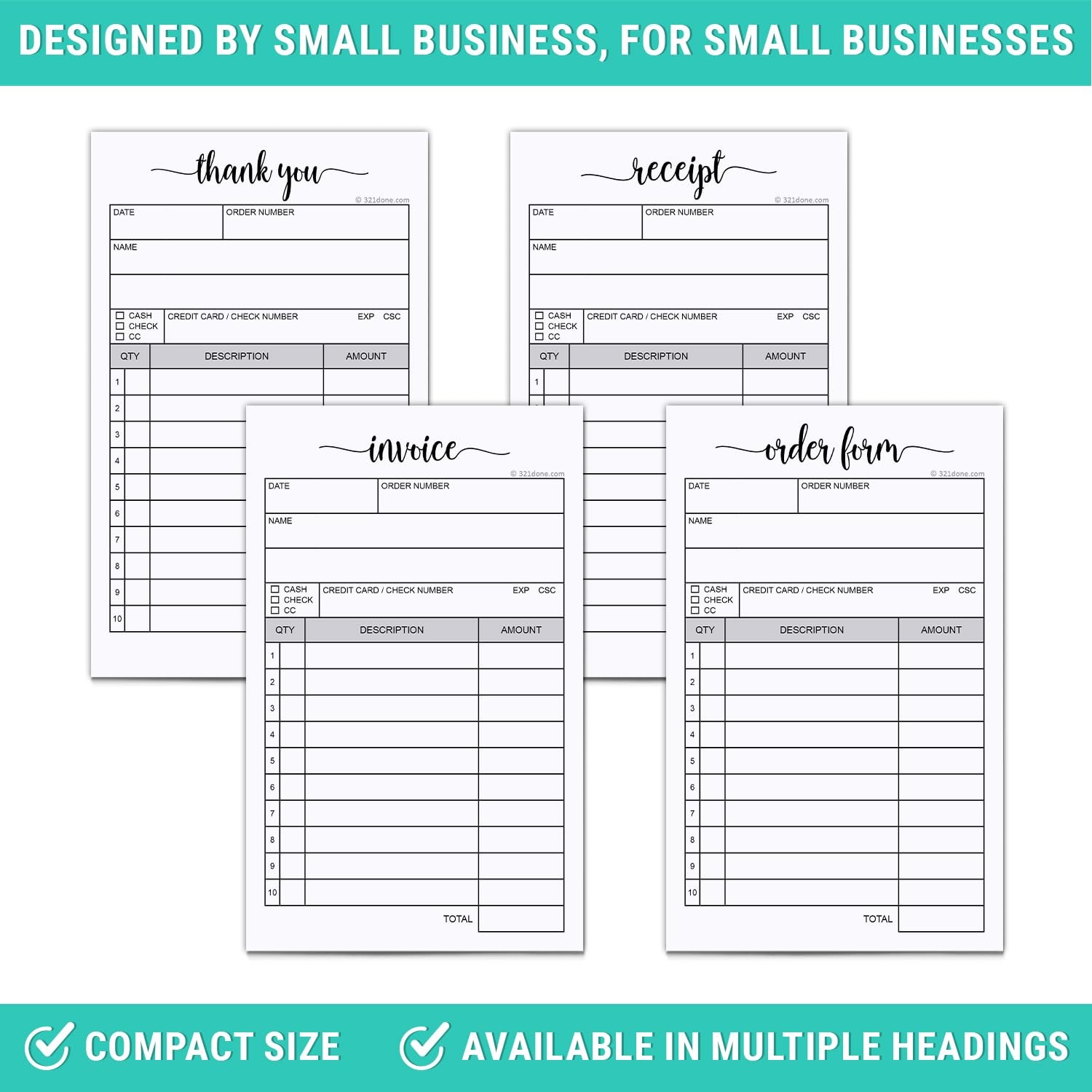 Receipt Book with Carbon Copies for Small Boutique Business – 2-Part Carbonle…