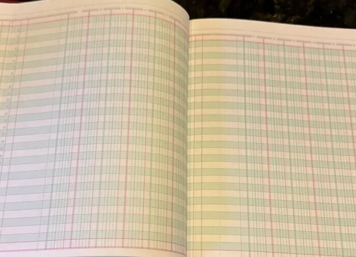 Mead Management Series Columnar Book 6 Columns BLACK Hard Cover USED Blank 64868