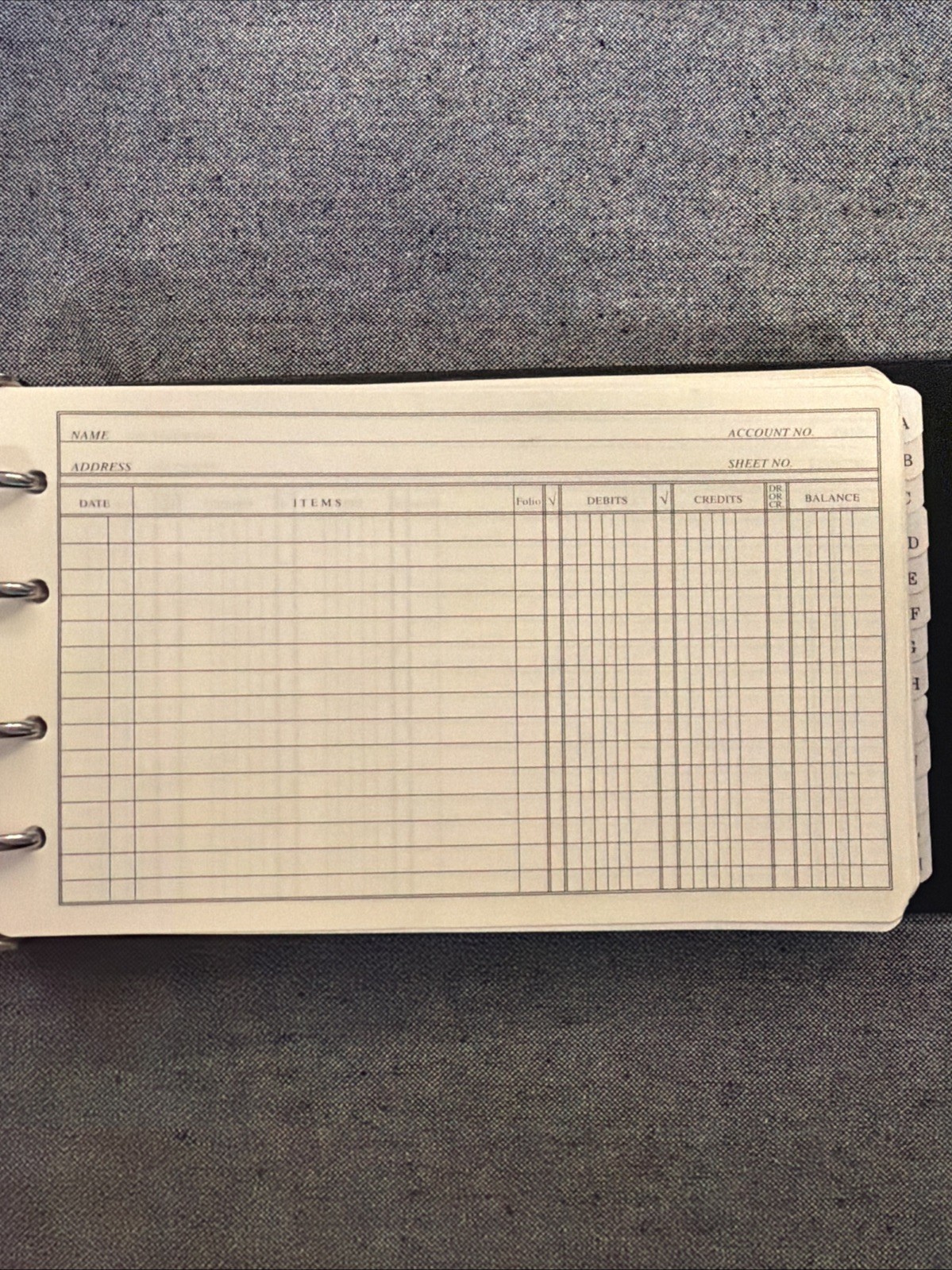 Vintage Black Ledger Binder with Blank Ledger Pages and A-Z Tabs