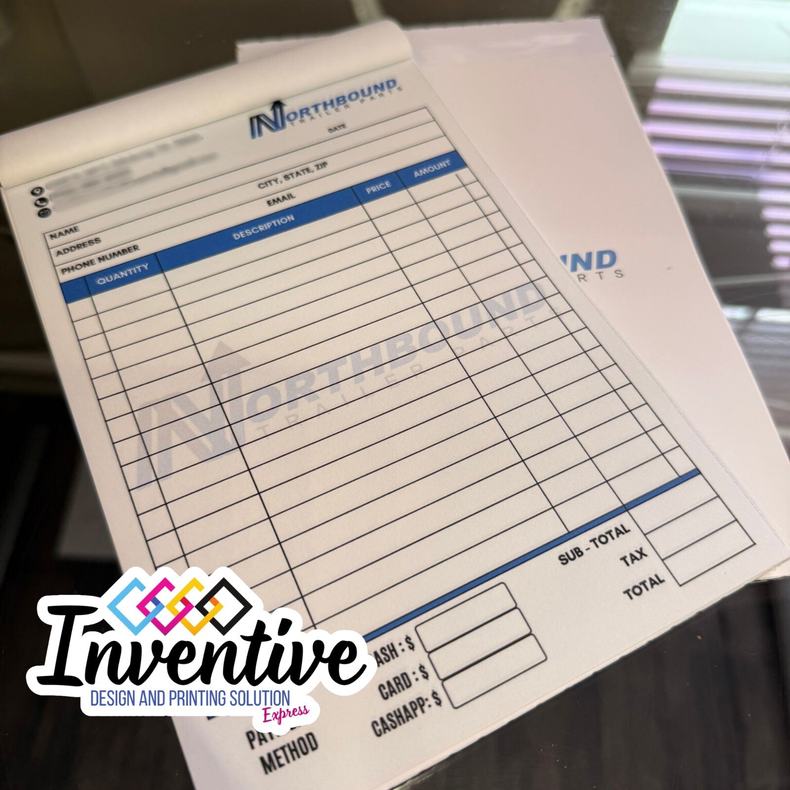 Custom sales notes/invoices for your business free design8.5×5.5″ passing paper.
