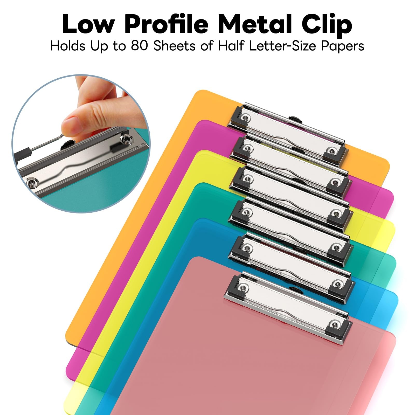 Juvealoe 6 x 9 Small Clipboard Set of 6, A5 Pink/Blue/Green/Yellow/Red/Orange