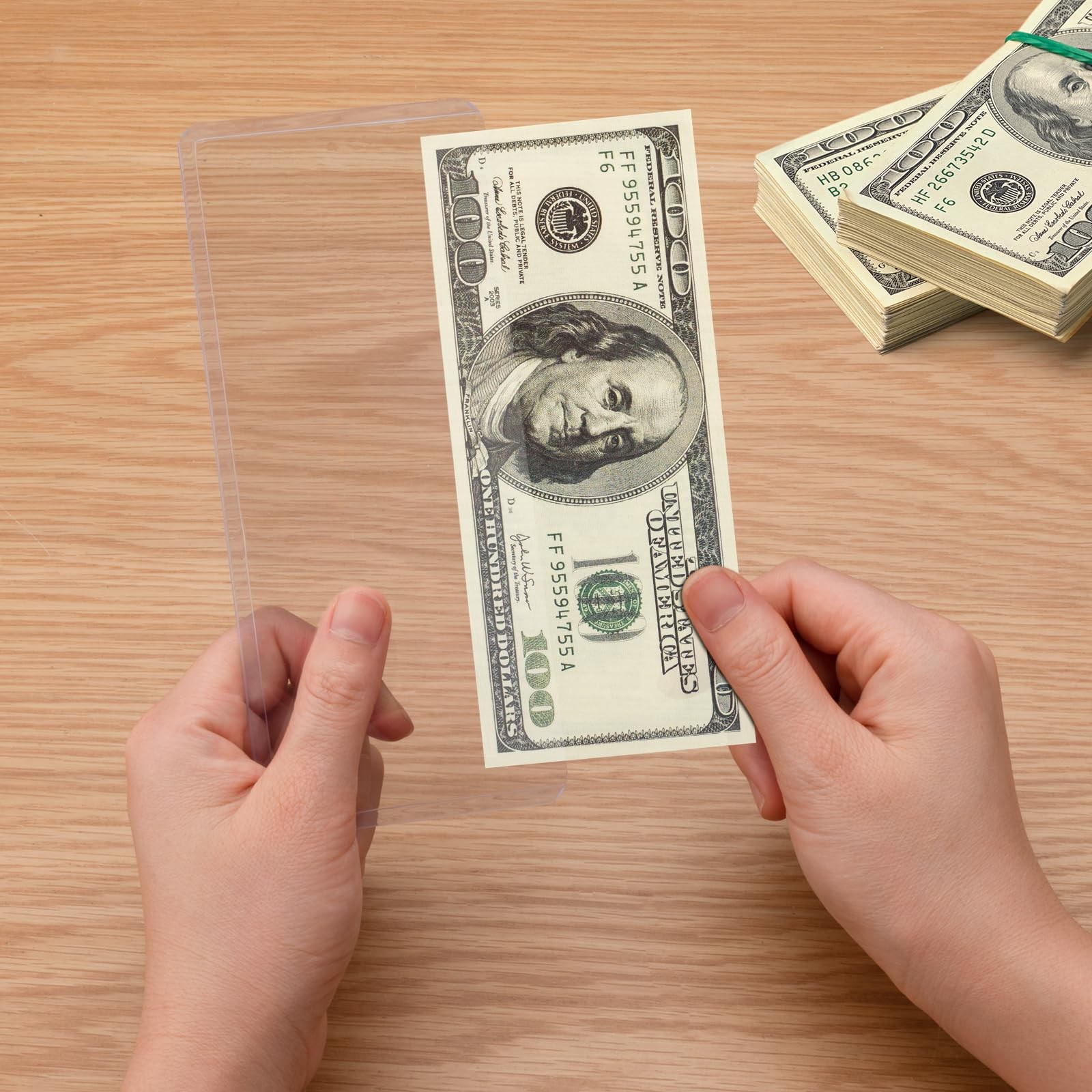 Dollar Bill Sleeves 30 Pack 6.8″ x 2.9″ Clear Waterproof Hard Plastic Organizer
