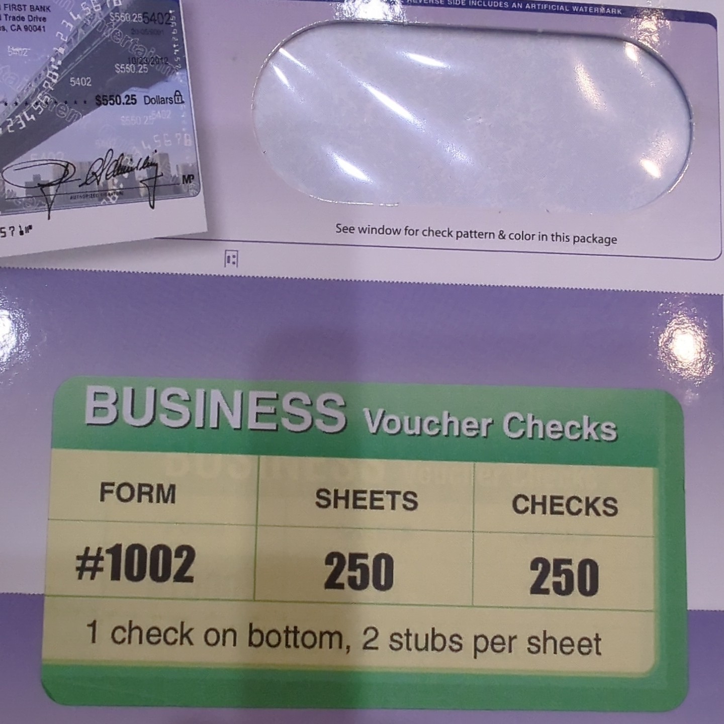 VersaCheck Security Checks – 250 Blue Blank Business Voucher Check on Bottom