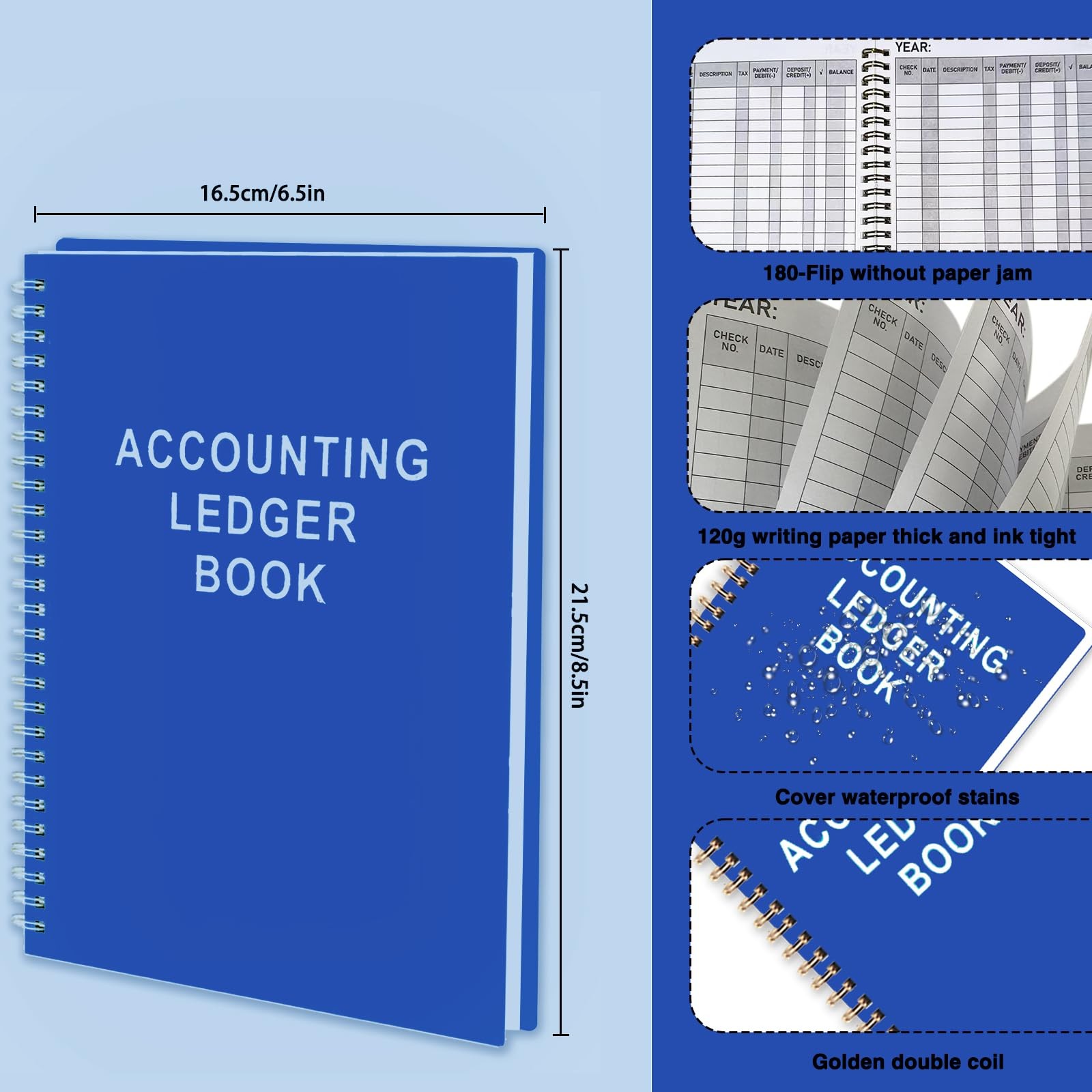 8.5×11 Inch Checkbook Register Book Ledger Register Book for Personal Business