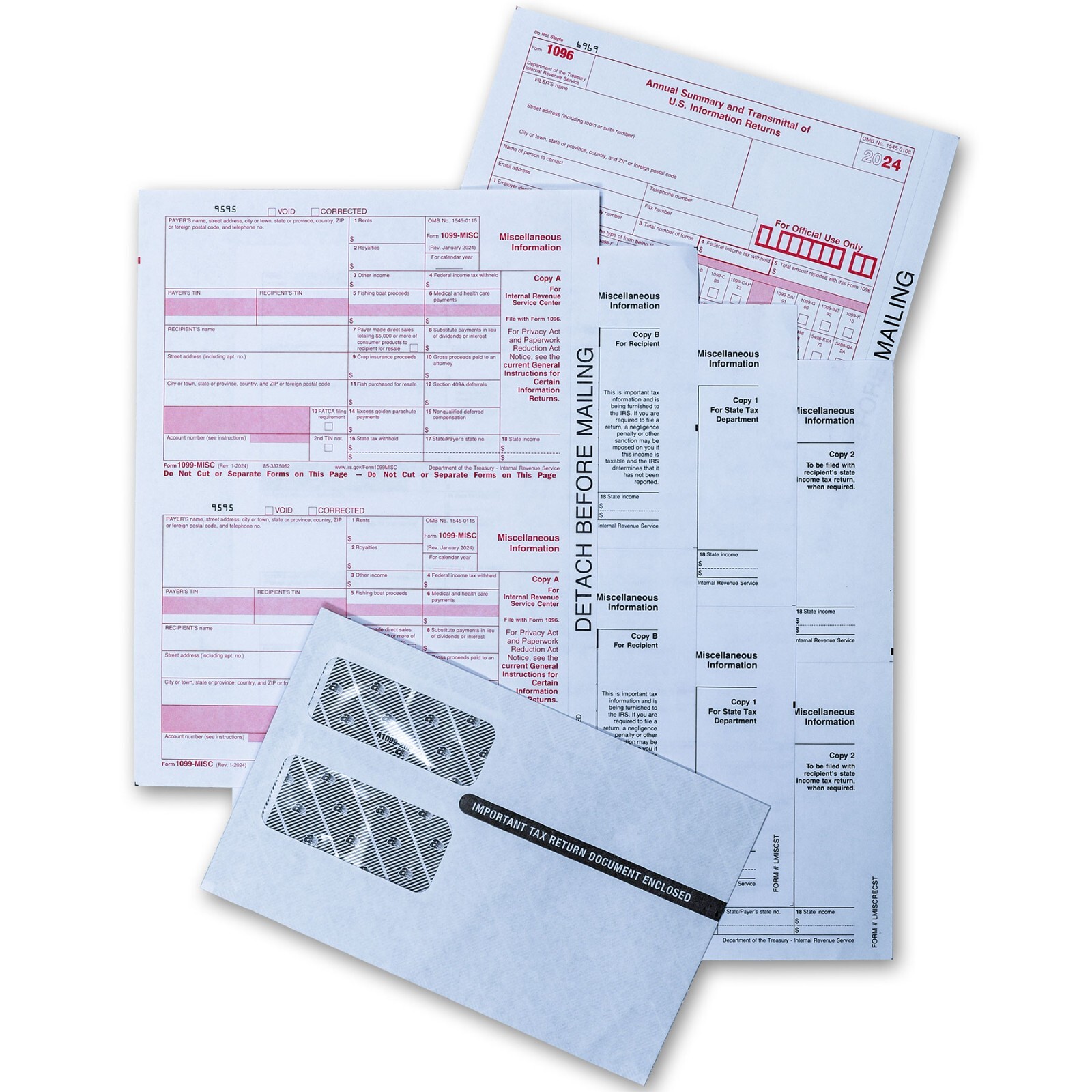 2024 Adams 22907KIT 1099-MISC 4-Part Tax Forms Plus 1096 for 10 Recipients