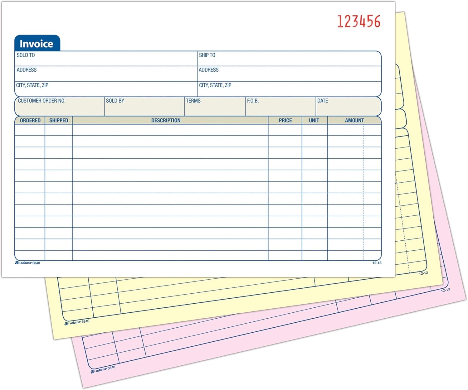 Adams Invoice Book, 3-Part, 1 Count (Pack of 1), White/Canary/Pink