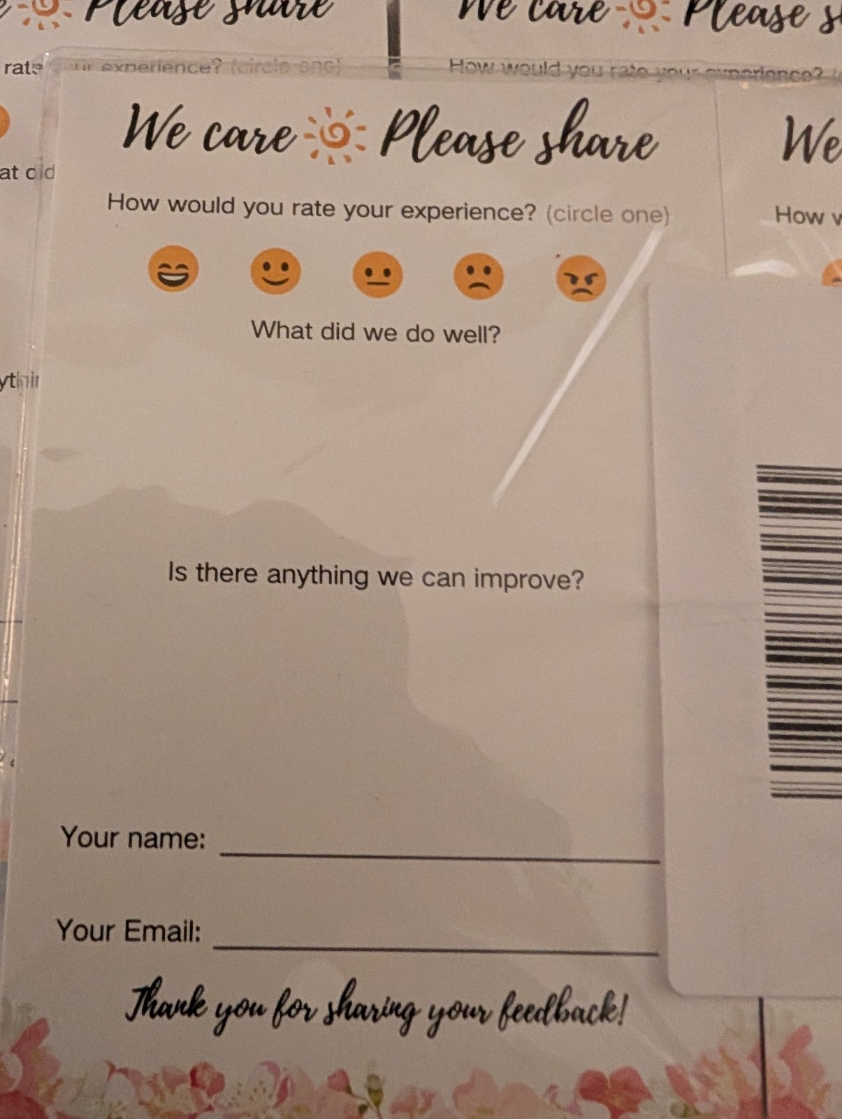 150 Customer Suggestion Cards Feedback Forms for Small Biz 4×6 Inch NEW free shp