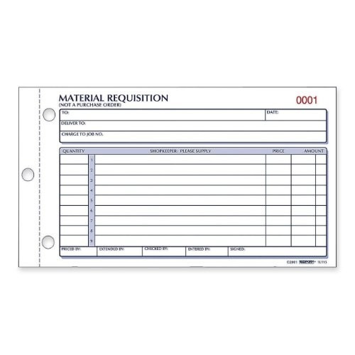 Rediform 1L114 Material Requisition Form 50 Sheets 2-Part 4.25″x7.87″
