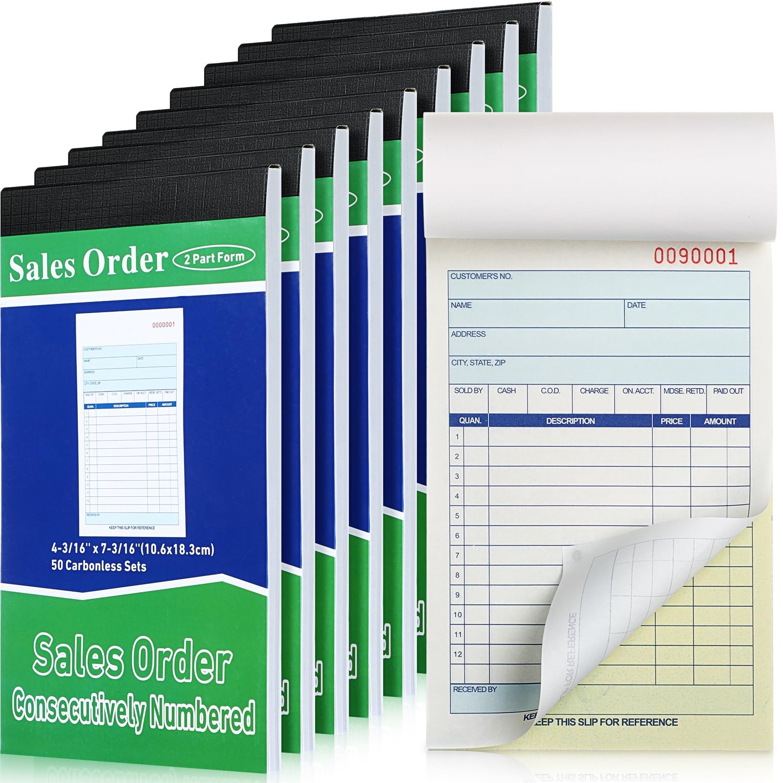 9 Pads Sales Order Books 2 Part Carbonless (White/Canary Yellow) Receipt with…