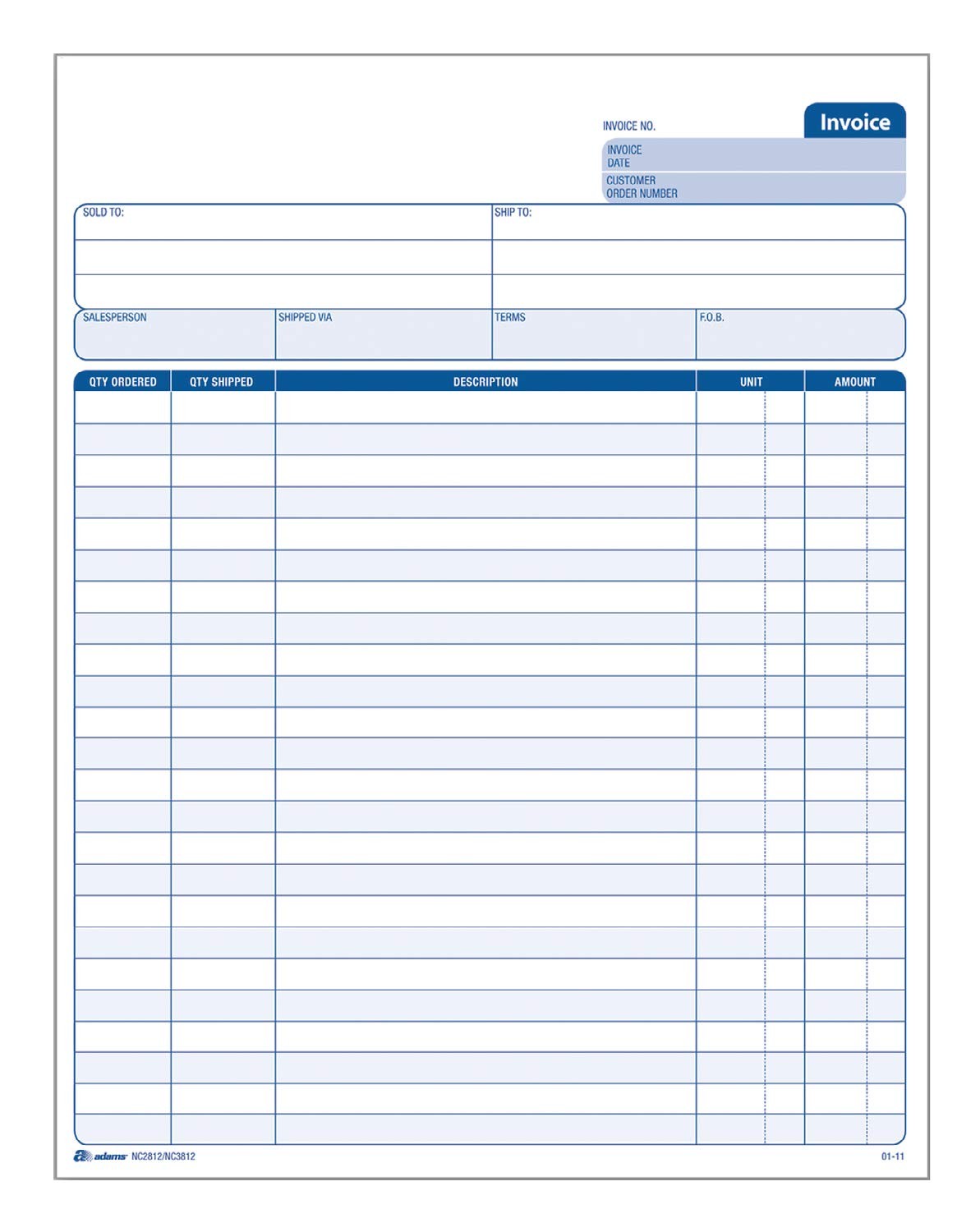 Invoice Unit Set, 8.5 x 11.44 Inch, 2-Part, Carbonless, 100-Pack, White and C…