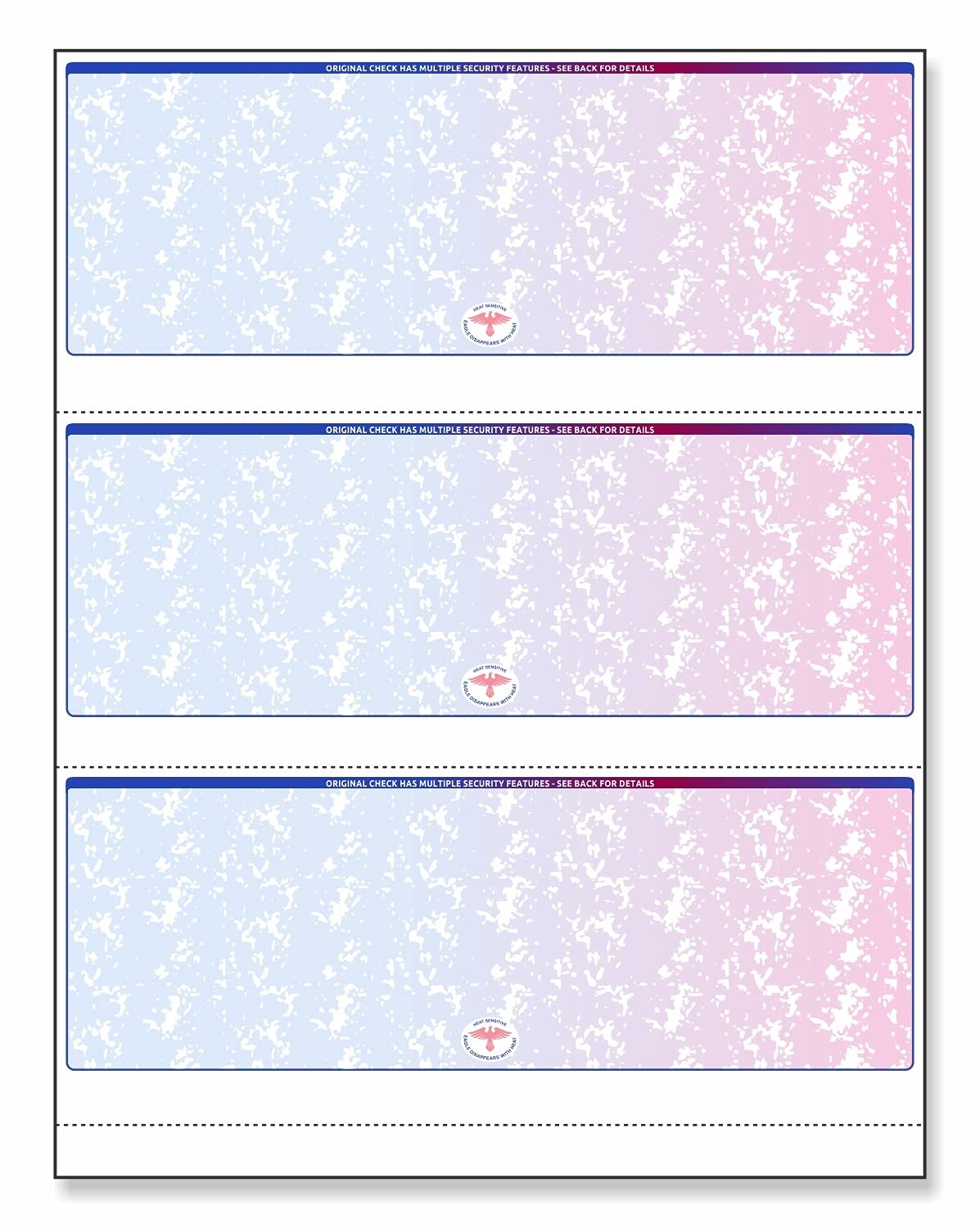 Premium Blank Check Stock – 8.5×11″, 500 Sheets, Red-Blue Prismatic