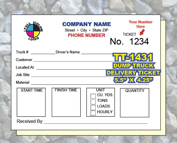 TRUCKING COMPANY LOAD HAUL TICKETS Carbonless Sets and Books