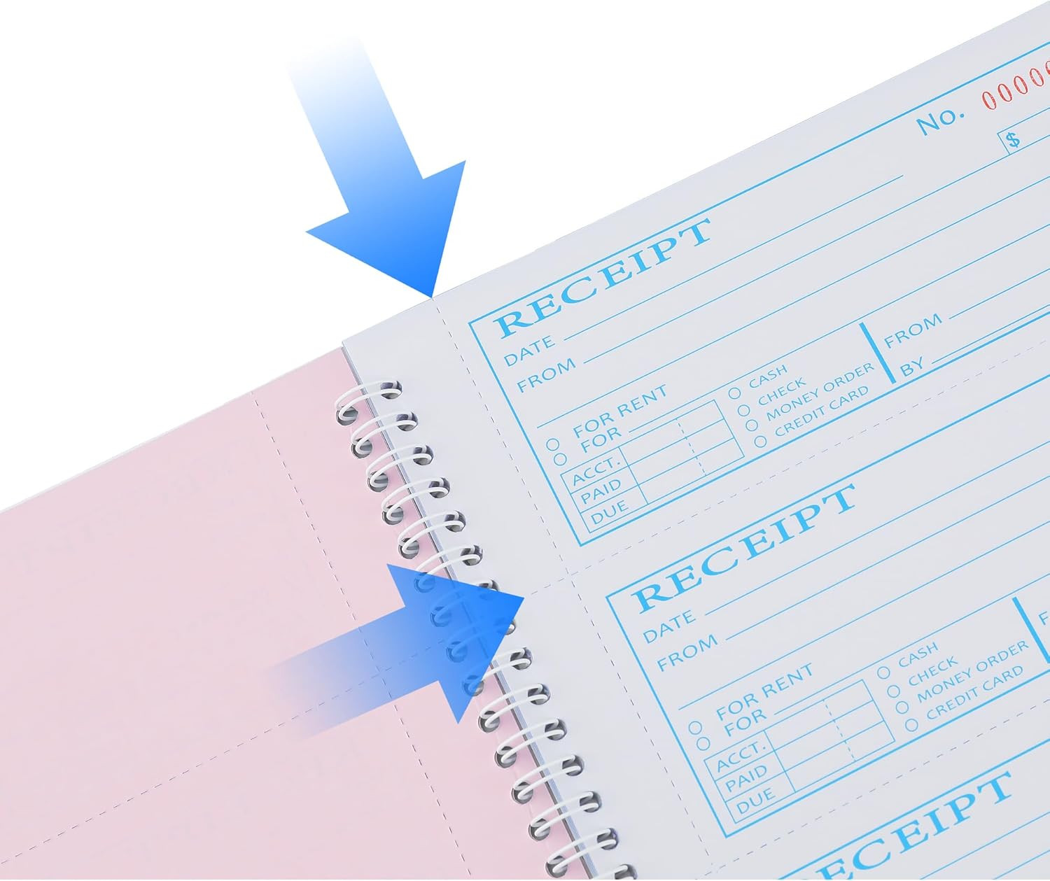 Receipt Books with Carbon Copies Money and Rent Receipt Book 3-Part Carbonless 5