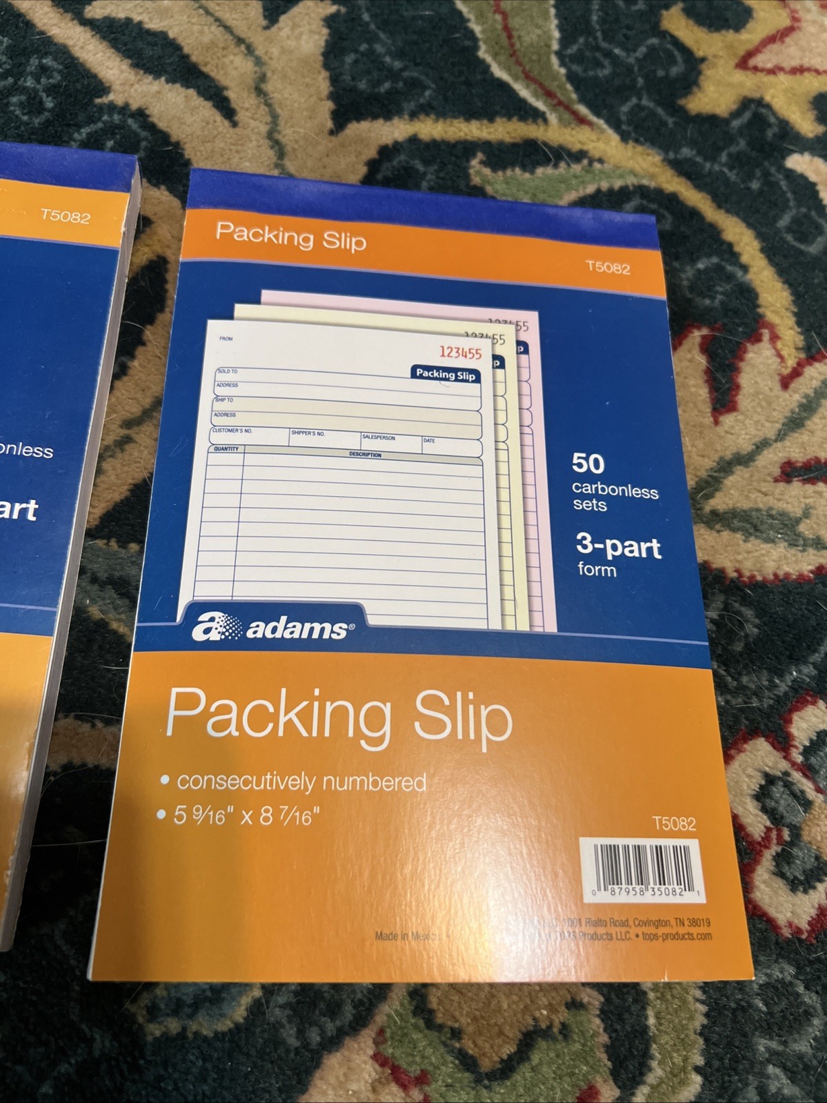 Lot of 2 Adams Packing Slip Books 3-Part Carbonless Forms 50 Sets Each