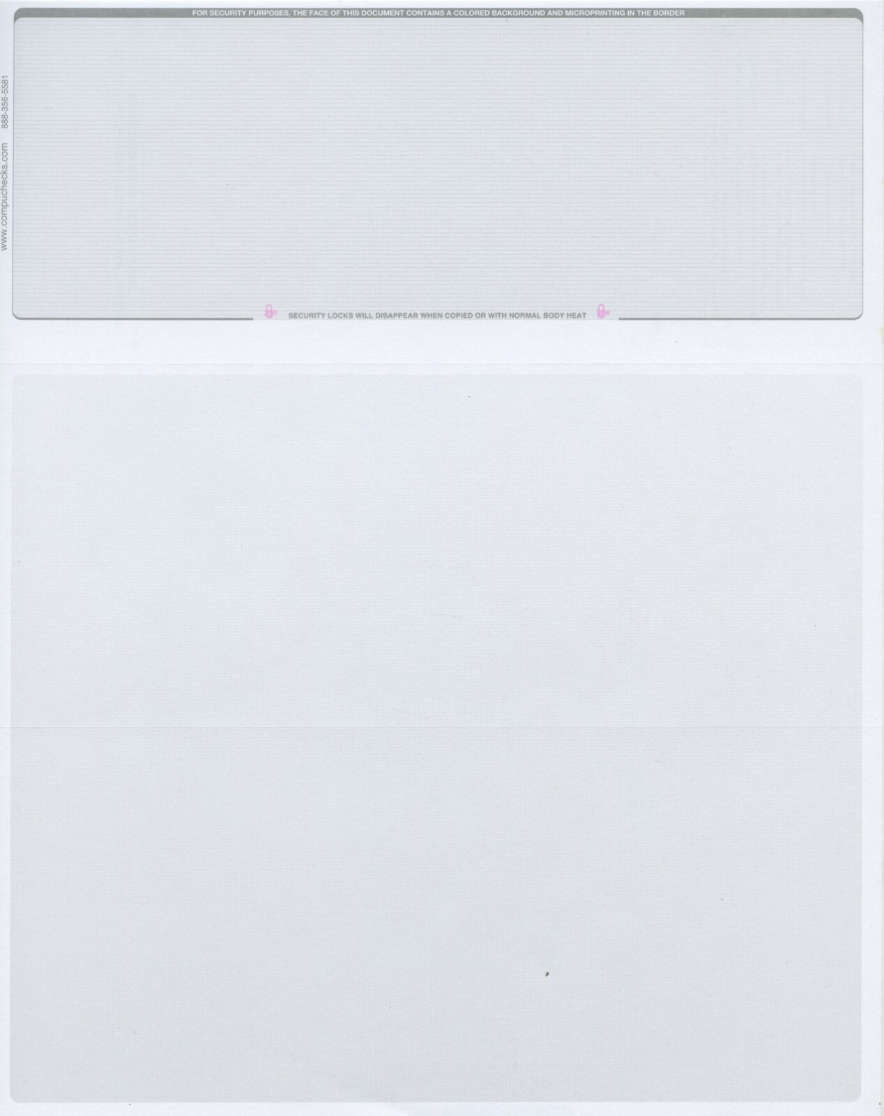 25 Blank Check Stock Paper – Check on Top – Platinum Pinstripe