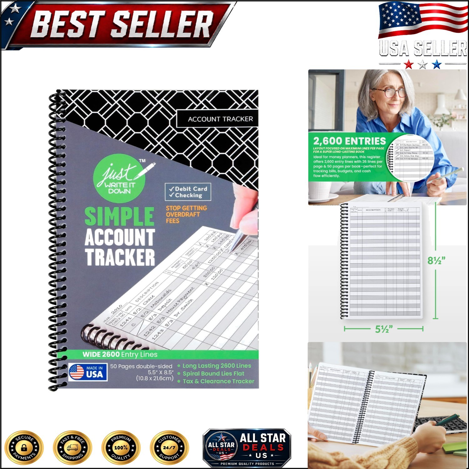 Professional Check Book and Expense Tracker – Standard Edition – 8.5” x 5.5”