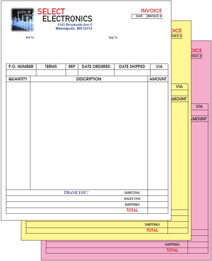 Printed Full Color Carbonless 3-Part Forms Custom Sets, 8.5″ x 11″ NCR 4C