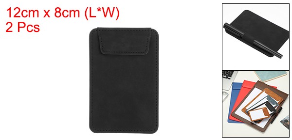 2 Pack Mini Clipboard 5″ x 3″ Leather Small Clipboard with Pen Holder Black