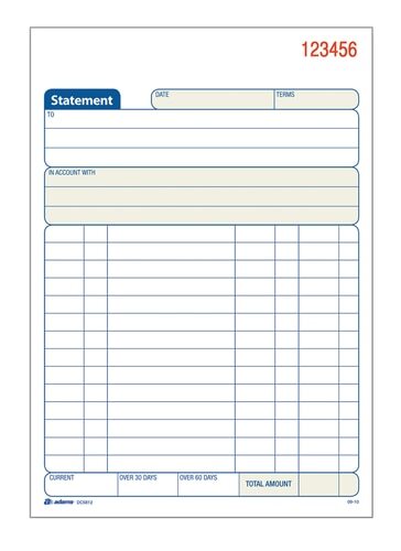 ABFDC58123 Statement Book, 2-Part, Carbonless, 50 ST/BK, 3/PK