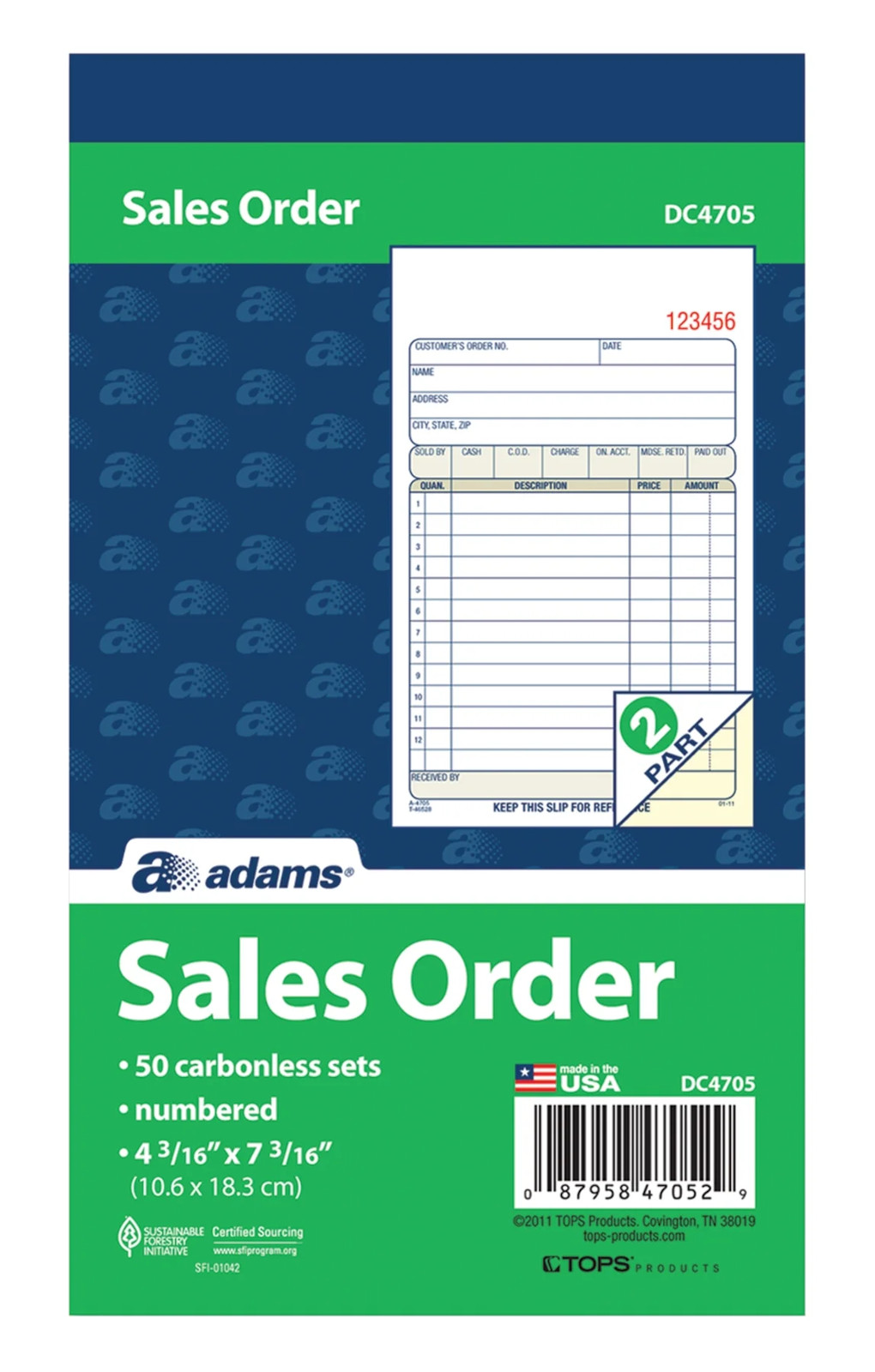 Invoice Book, 3-Part, Carbonless, 5.56 X 8.44 Inch, 50 Sets per Book,