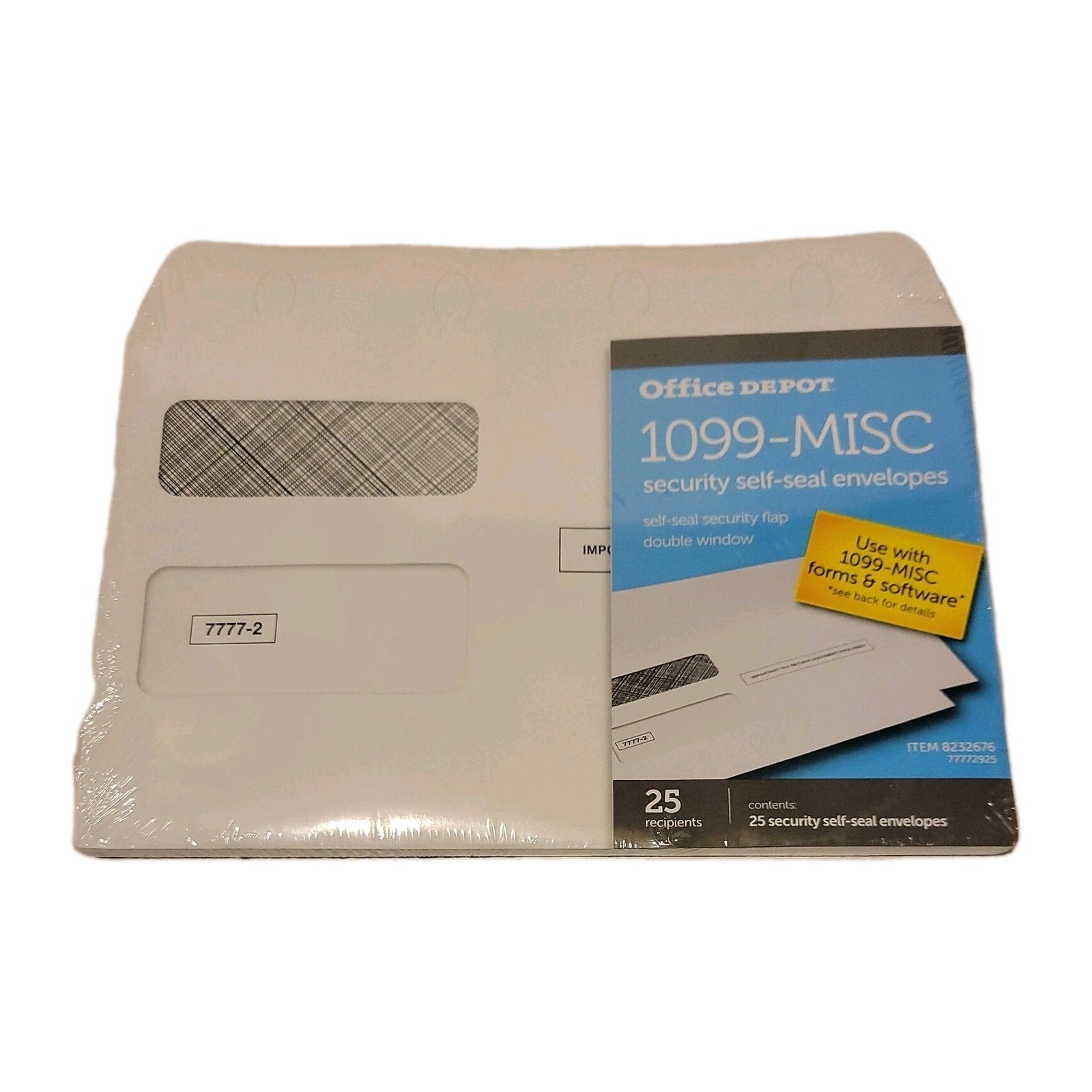 1099-MISC IRS Tax Security Self Seal Envelopes – Pack of 25 – 8232676 – New