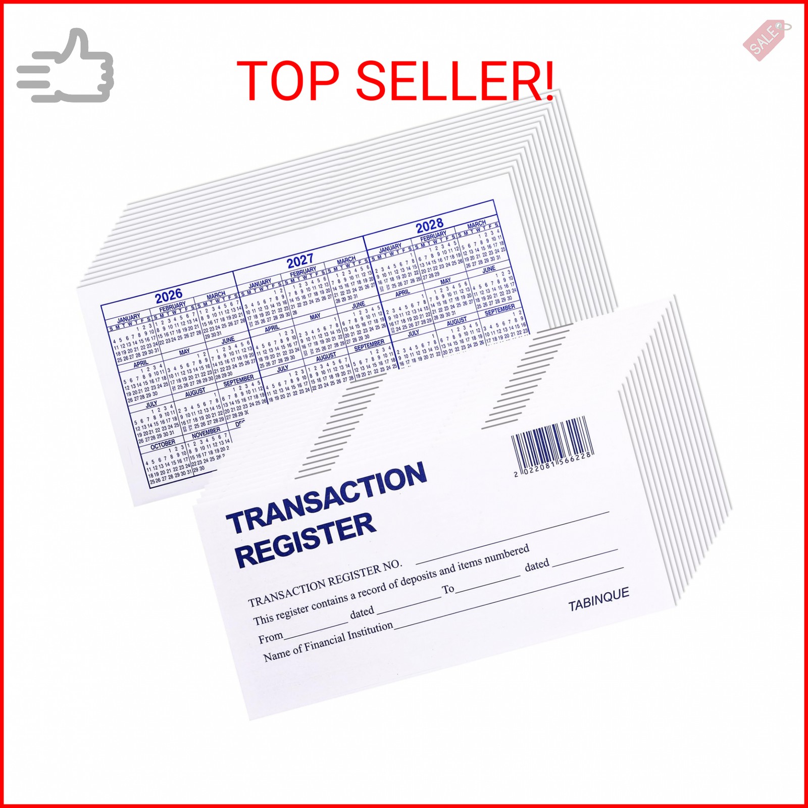 24 PCS Check Registers for Personal Checkbook, Easy to Read Checkbook Register