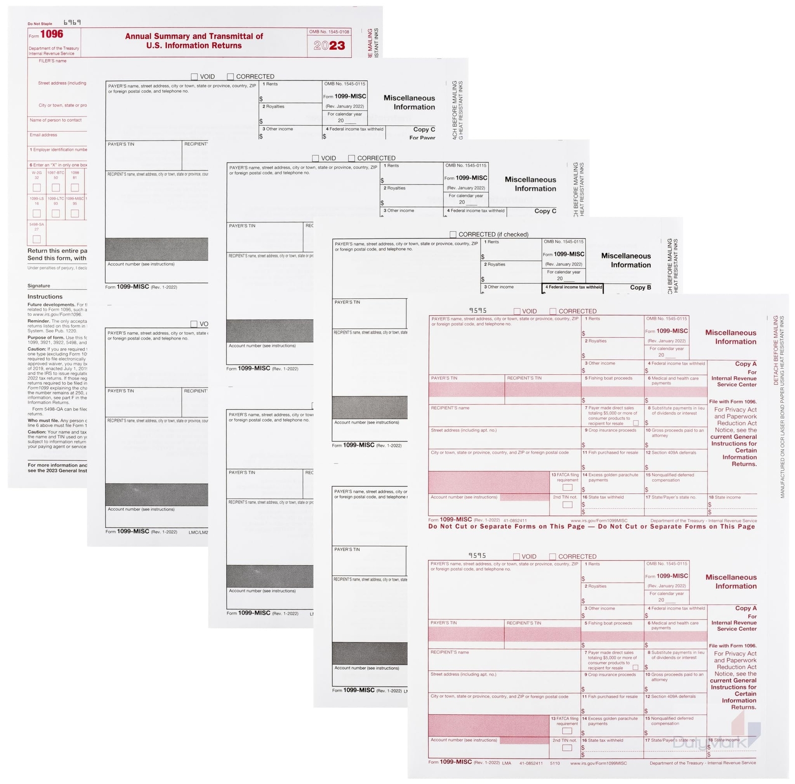 1099 MISC Forms 2023, 5 Part Set, Kit For 25 Vendors Complete Laser 1099 Tax …
