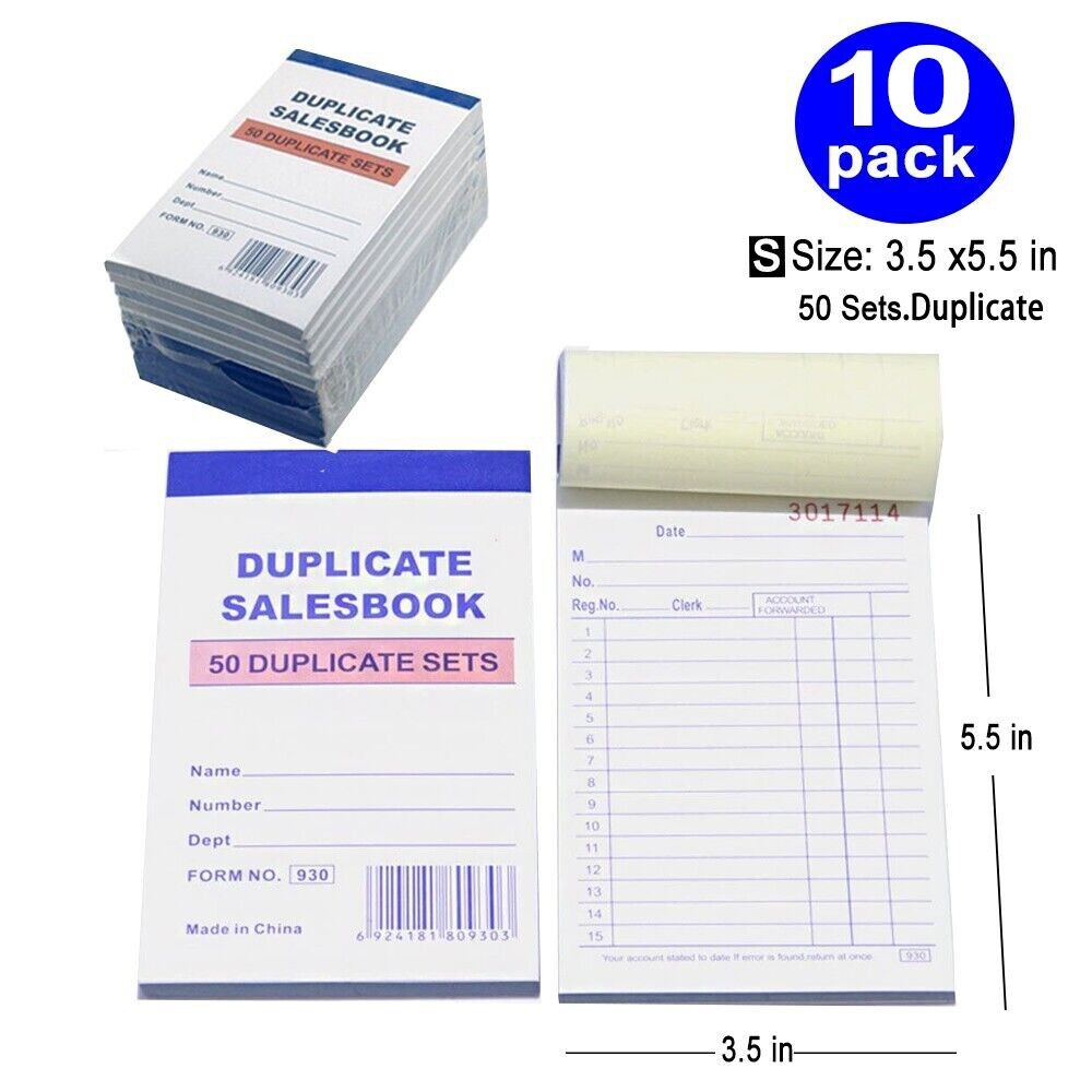 10 Pack 50 Sets 3.5″ X 5.5″Sales Book Order Receipt Invoice Carbonless Copy