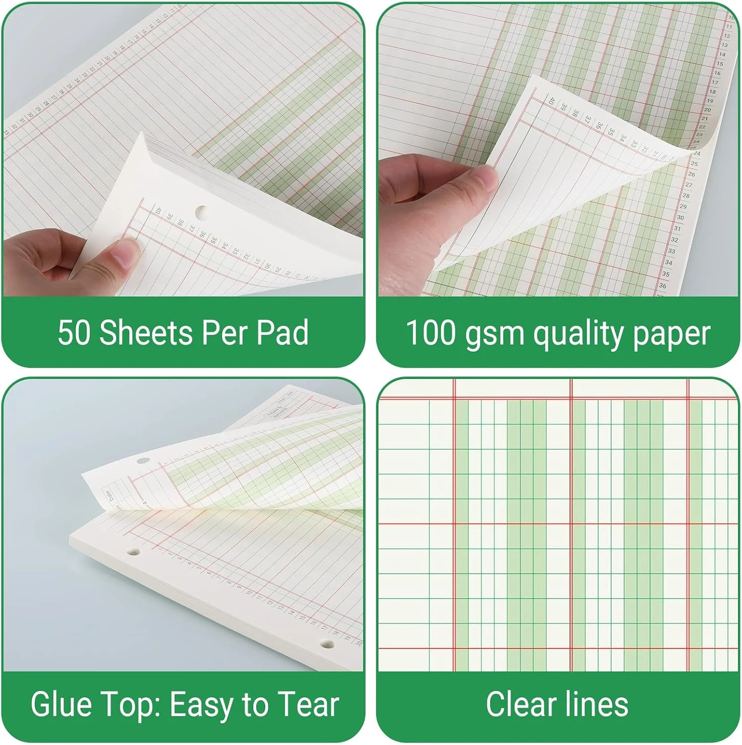 300 Sheets Columnar Analysis Pads 4 Column Accounting Paper, 8.5X11 Inch Ledger