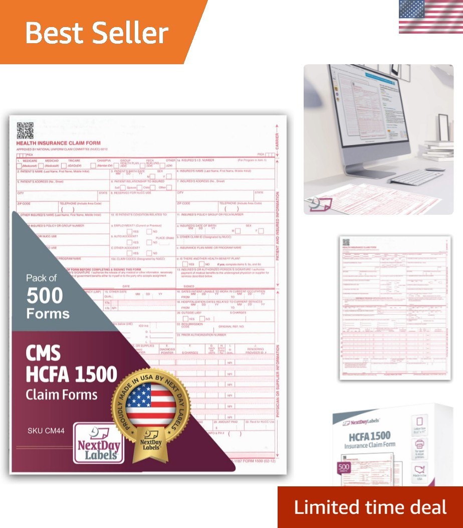 CMS 1500 / HCFA 1500 Insurance Claim Forms – Laser/Ink-Jet Compatible New Ver…