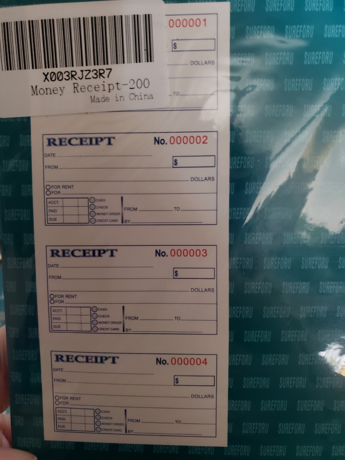 PACK OF 3 — Money / Rent Receipt Books, 2-Part Carbonless 5″ x 11″ 200 Sets Each
