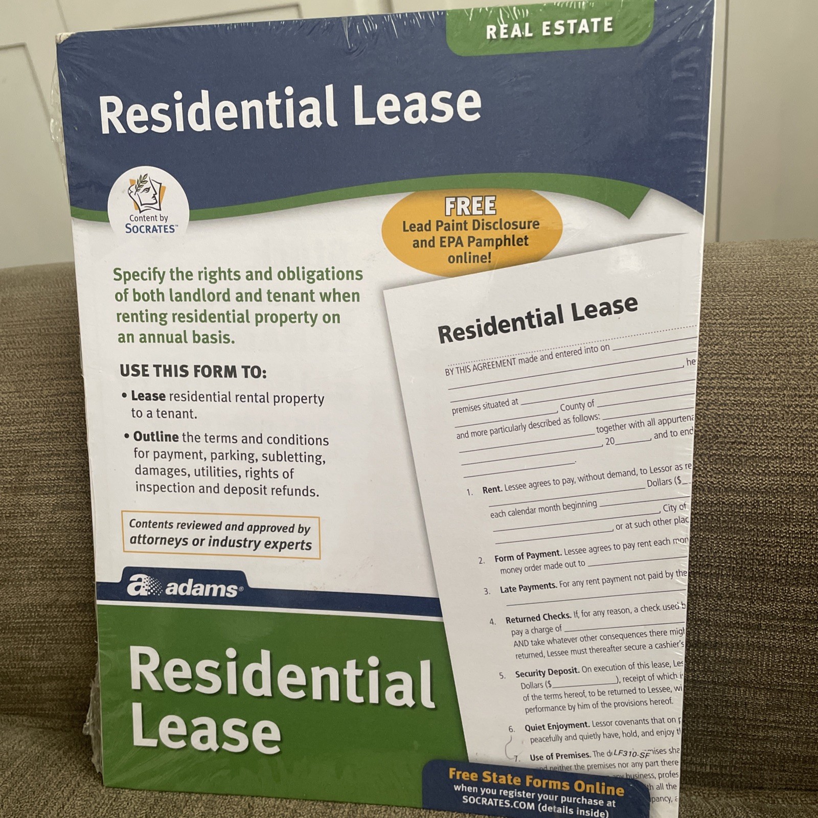 Adams Residential Lease Forms Complete Kit Printable and Fillable Templates