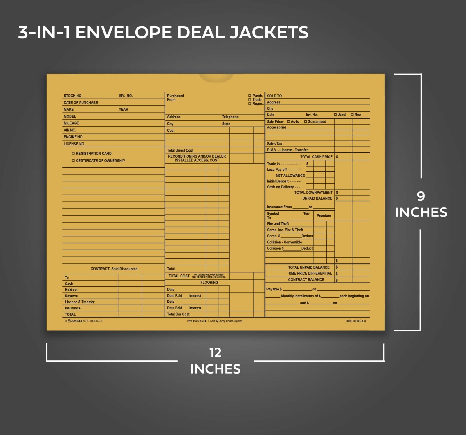 3-in-1 Deal Envelope Deal Jacket (Buff) (100 shrink wrapped) (Form # 237)