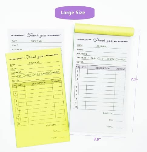 Thank You Receipt Book for Small Businesses 4×7 inches 2-Part Carbonless 1