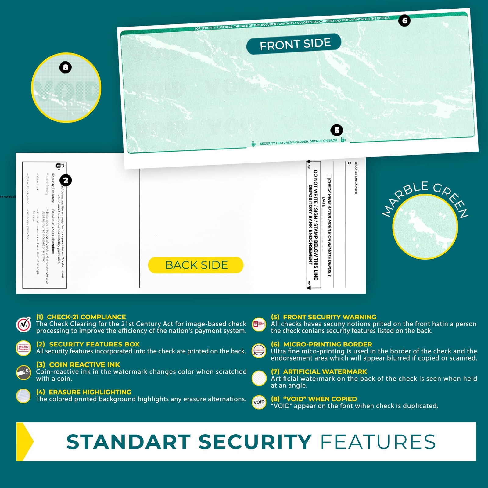 Business Checks on Top, Blank Check Paper for Printer 100/pack Check Stock