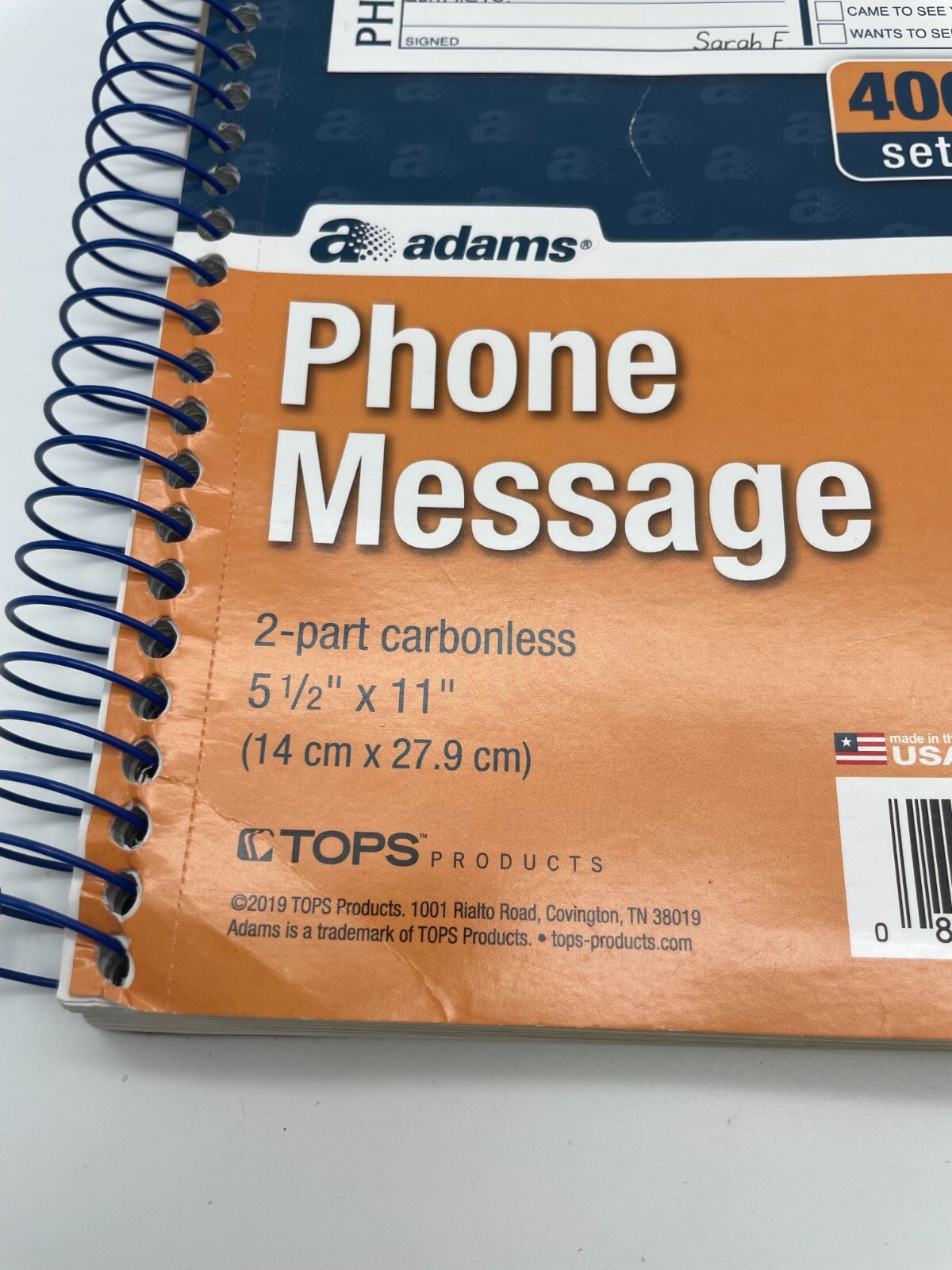 Adams Phone Message Book Carbonless Duplicate SC1154D 2019