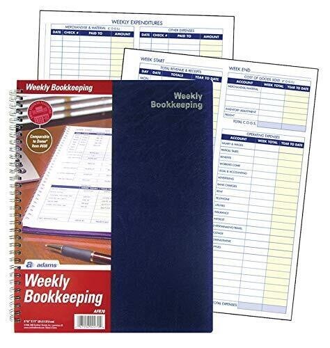 Adams Weekly Bookkeeping Record Book,  8.5 X 11 Inches, AFR70 FREE SHIPPING