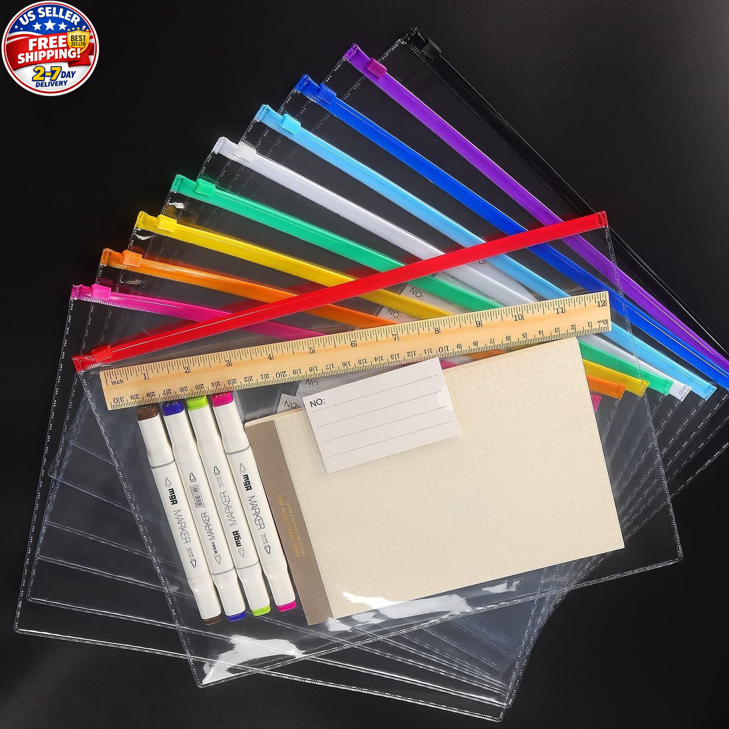Tamaki 10 Pack Plastic Envelope Poly Zip Envelop A4, Multicolor