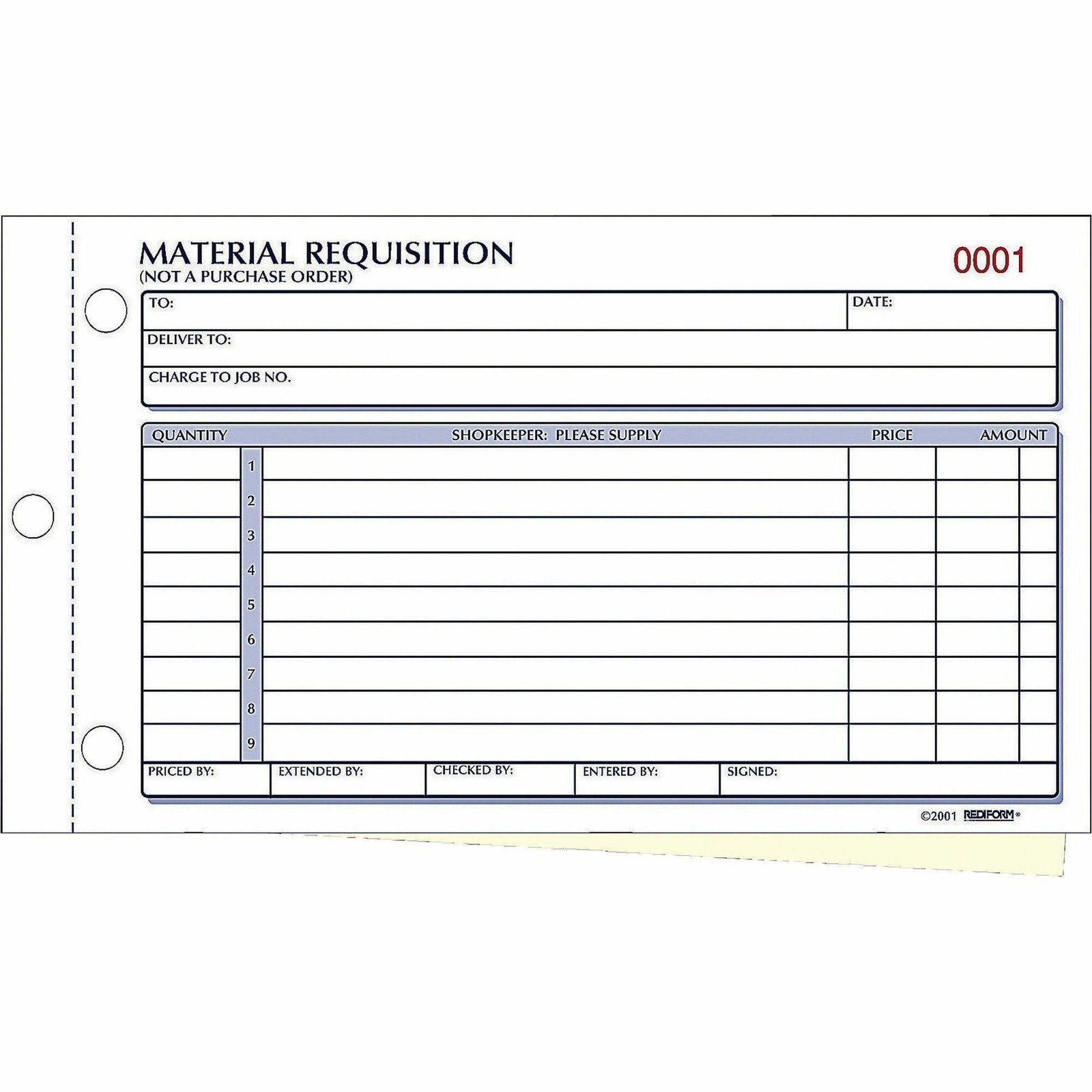 Rediform 1L114 Material Requisition Form 50 Sheets 2-Part 4.25″x7.87″