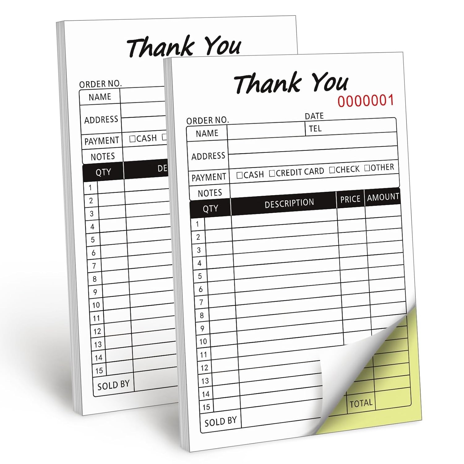 Carbonless 2 Part Receipt Book Order Forms for Small Business Receipt Books