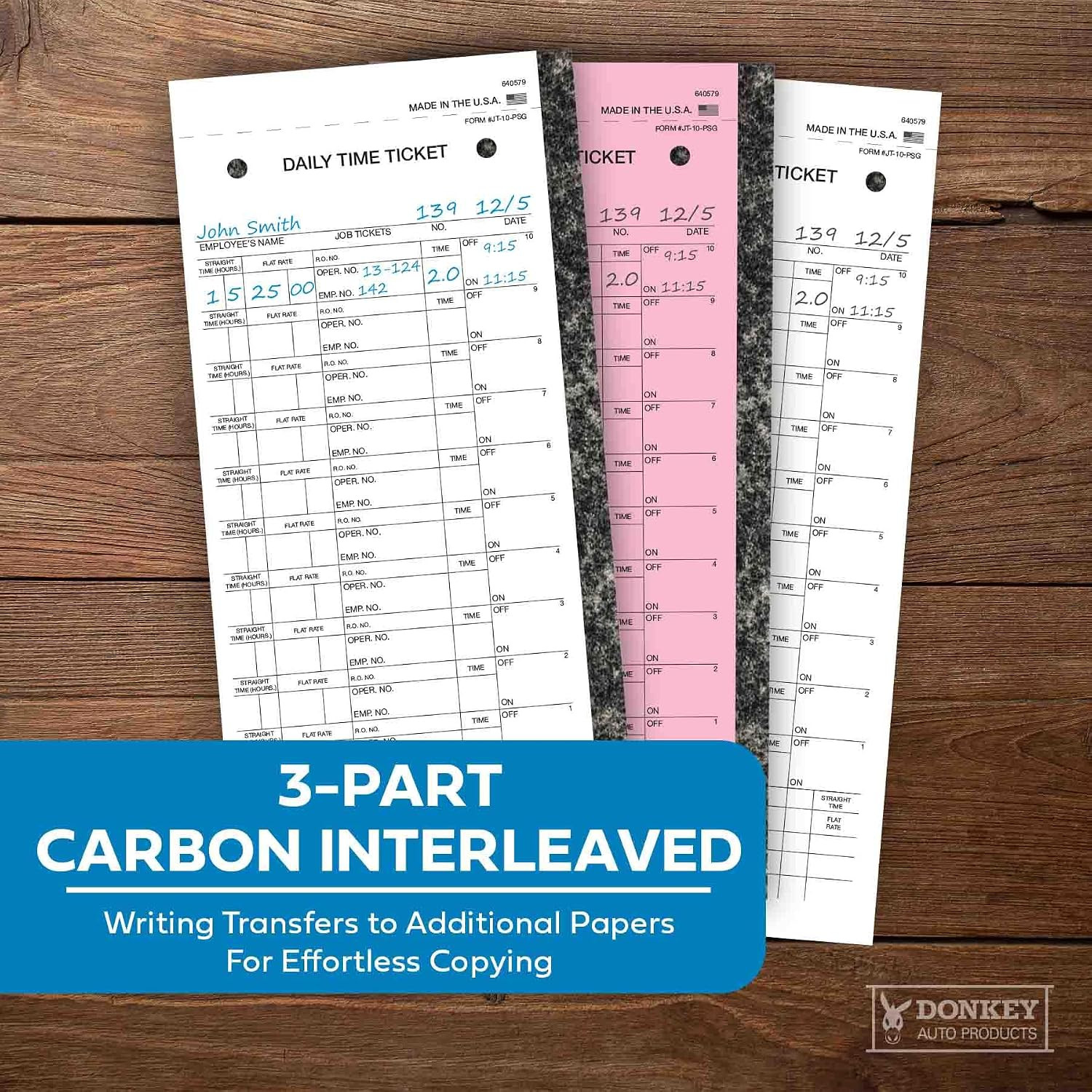 Daily Time and Job Ticket – 10 Labels per Sheet (3-Part) (Form JT-10-PSG) (500 p