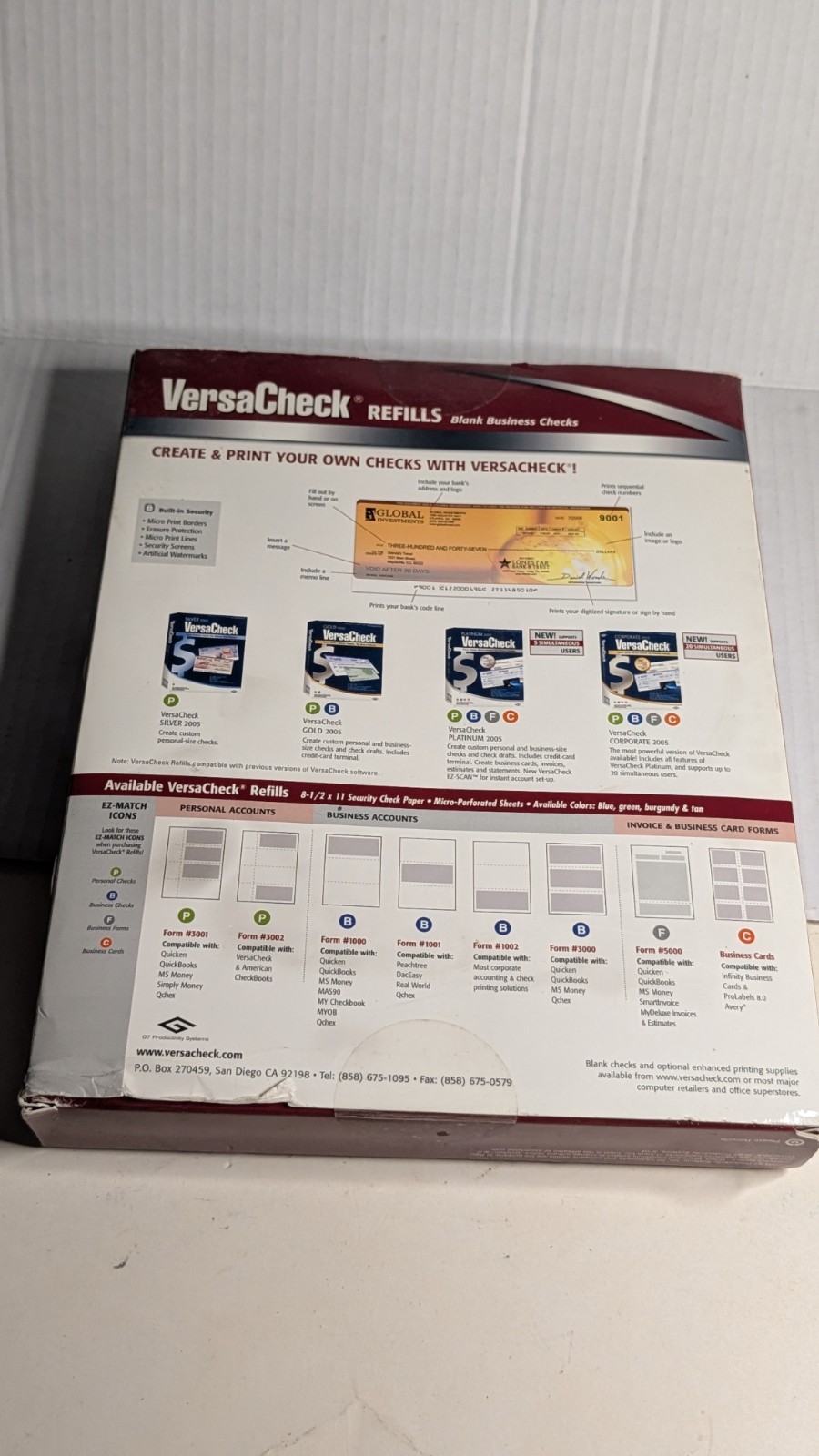 VersaCheck Blank Business Checks Refills Form 3000 Prestige 750 Checks 250 Sheet