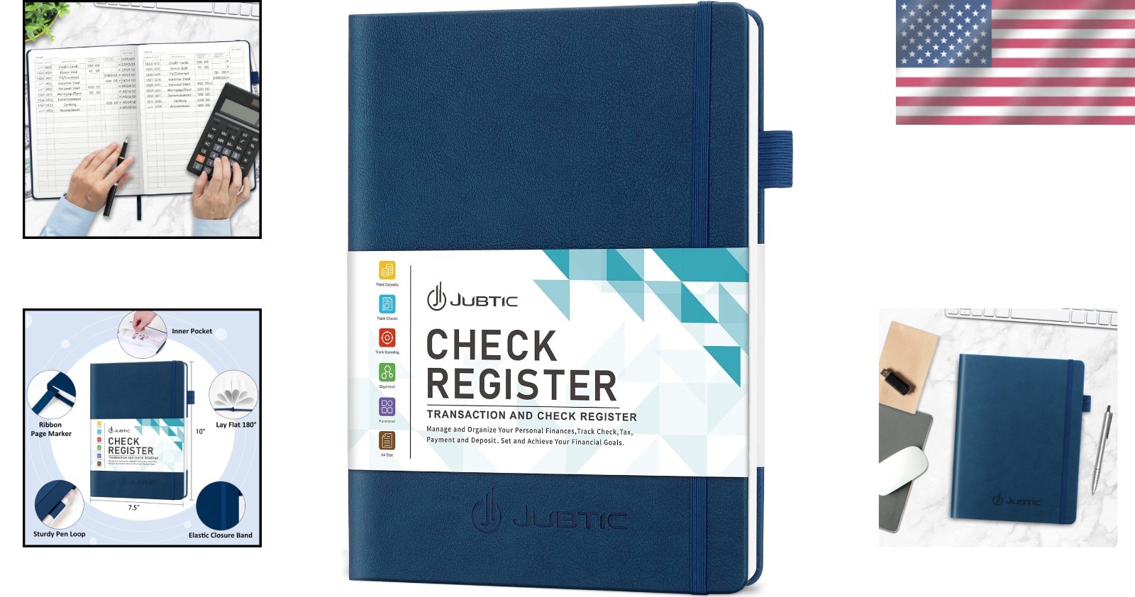 Budget Tracker Notebook 7.5×10 Inch Navy Blue for Personal and Business Use