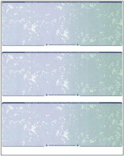250 Blank Check Stock Paper – 3 Checks On A Page – Blue/Green Prismatic