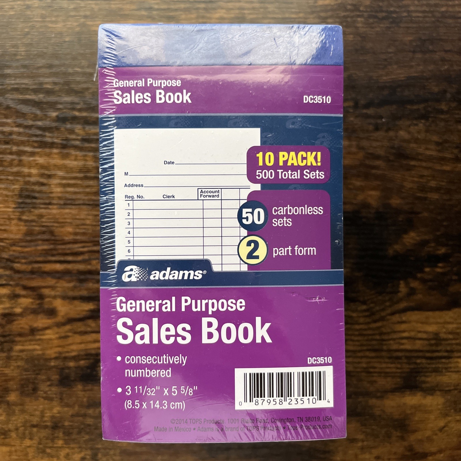 Adams General Purpose Sales Book, Carbonless (Sealed Pack Of 10, DC3510)