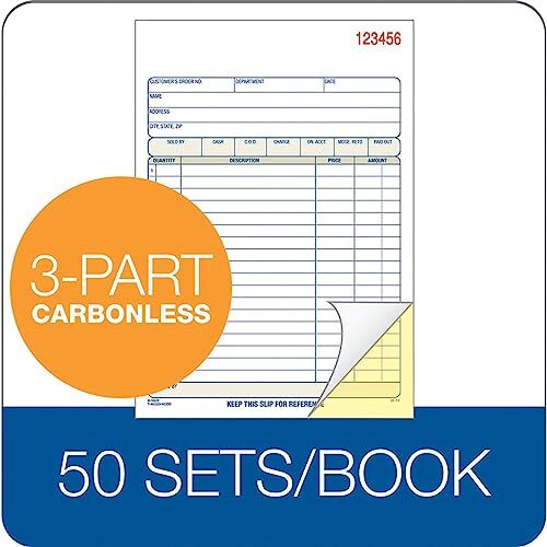 3-Part Carbonless, White/Canary/Pink, 5 1 Count (Pack of 1) Sales Order Book